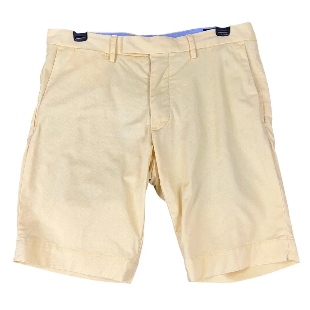 Polo Ralph Lauren Chino Shorts Mens Yellow 30 Flat Front Casual Summer Preppy 9